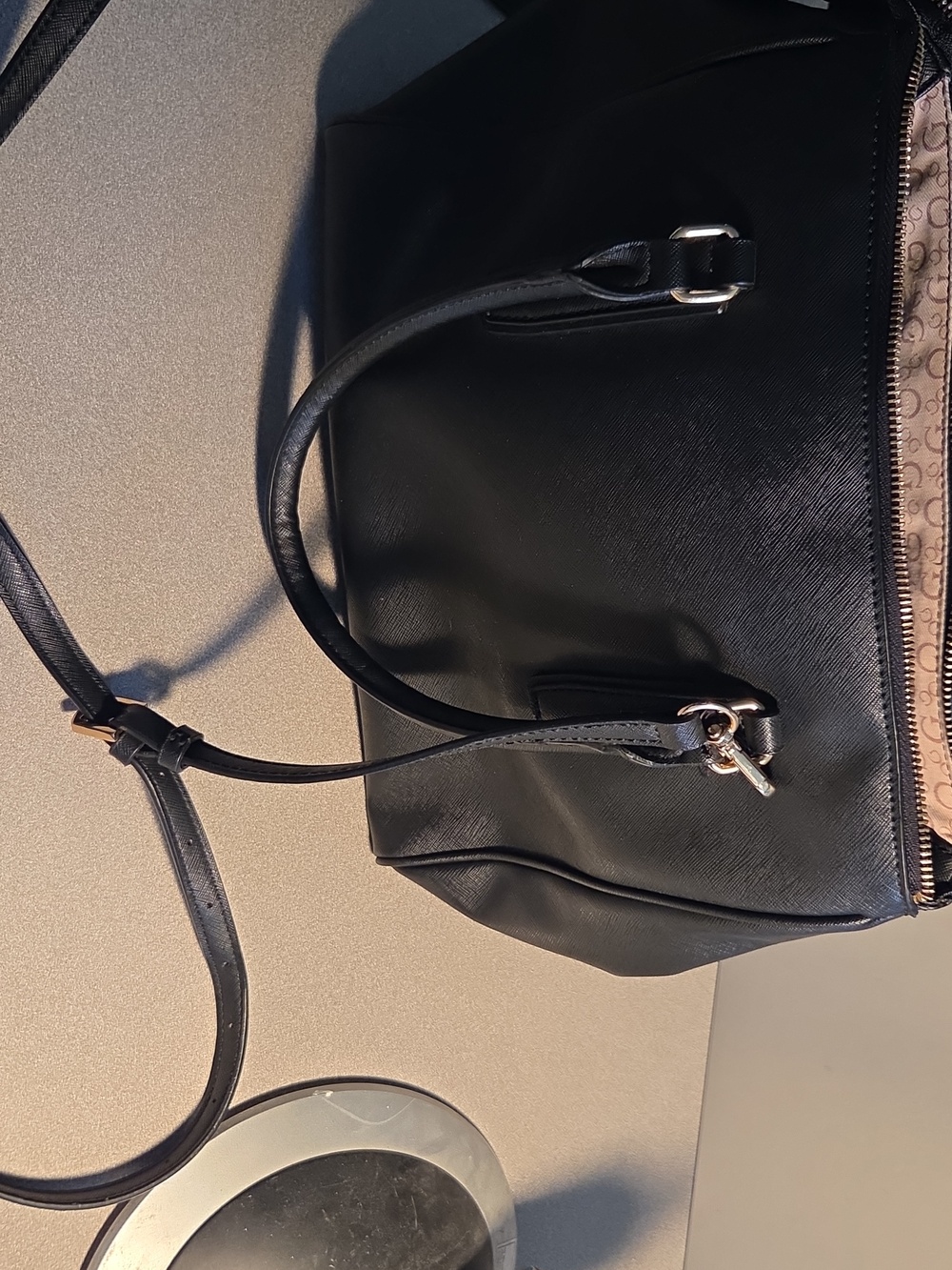 Guess Black Tote with Gold Charm Chain and Logo - Picture 4 of 4